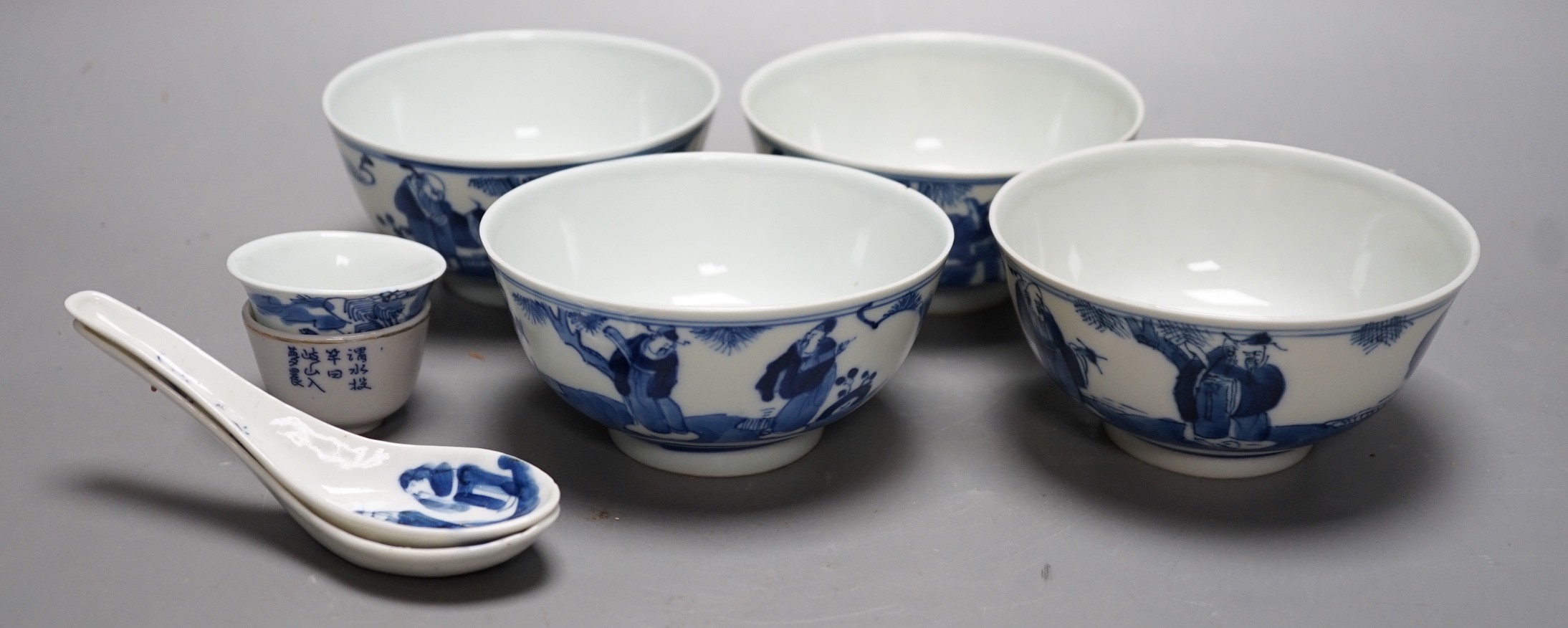 A Chinese blue and white part set, late 19th century